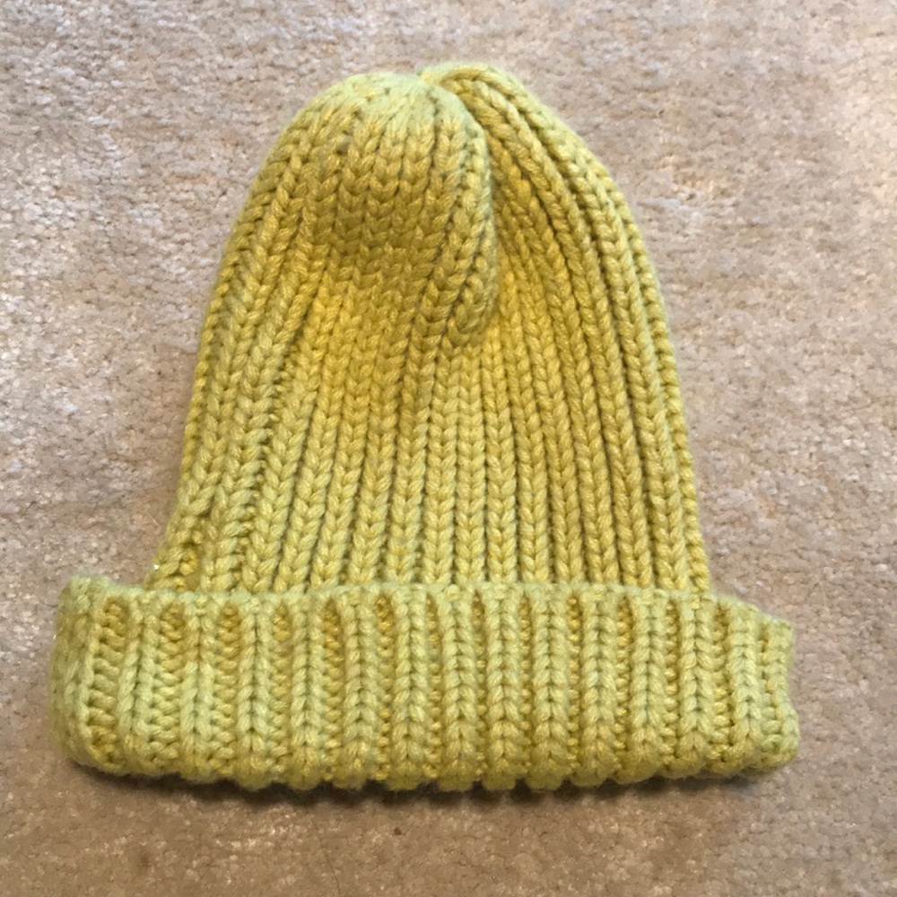 A bright yellowish green hat